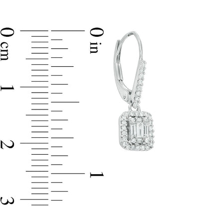 0.5 CT. T.W. Diamond Rectangular Frame Drop Earrings in 14K White Gold
