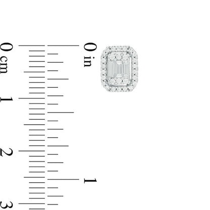 0.5 CT. T.W. Diamond Octagonal Frame Stud Earrings in 14K White Gold