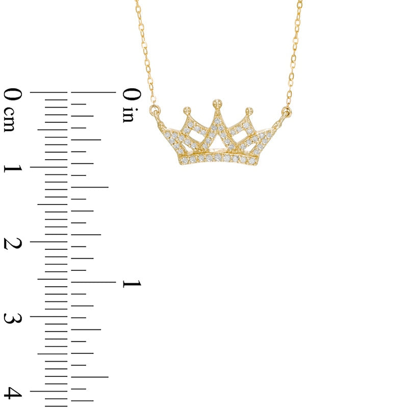0.13 CT. T.W. Natural Diamond Crown Necklace in 10K Yellow Gold - 16.5