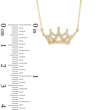 0.13 CT. T.W. Natural Diamond Crown Necklace in 10K Yellow Gold - 16.5