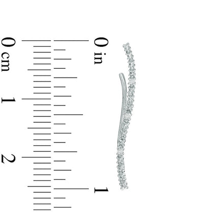 Diamond Accent Curved Crawler Earrings in 10K White Gold