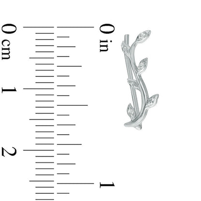 Diamond Accent Leaf Vine Crawler Earrings in 10K White Gold