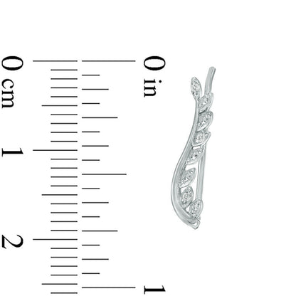Diamond Accent Leaf Crawler Earrings in 10K White Gold