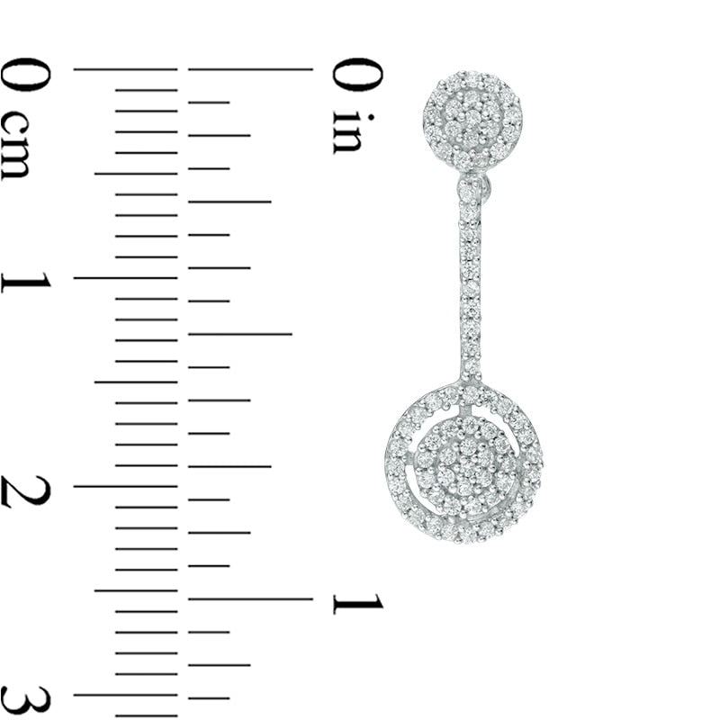 0.5 CT. T.W. Diamond Double Frame Pendulum Drop Earrings in 10K White Gold