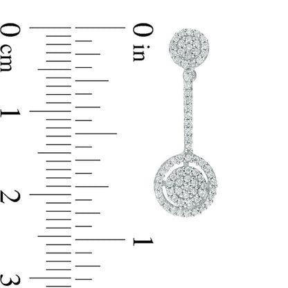 0.5 CT. T.W. Diamond Double Frame Pendulum Drop Earrings in 10K White Gold