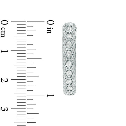 0.88 CT. T.W. Diamond Geometric Milgrain Hoop Earrings in 10K White Gold
