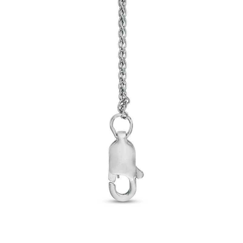 Oval Lab-Created Blue and White Sapphire Frame Necklace in Sterling Silver - 17