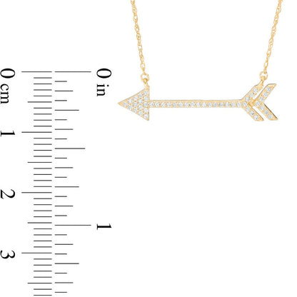 0.13 CT. T.W. Natural Diamond Arrow Necklace in Sterling Silver with 14K Gold Plate