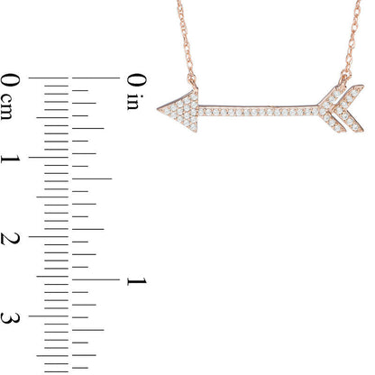 0.13 CT. T.W. Natural Diamond Arrow Necklace in Sterling Silver with 14K Rose Gold Plate