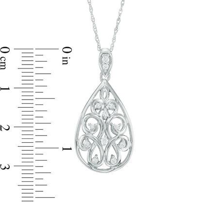 0.2 CT. T.W. Natural Diamond Pear-Shaped Filigree Pendant in Sterling Silver