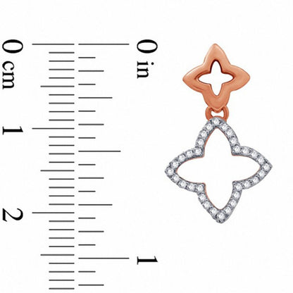 0.2 CT. T.W. Diamond Double Clover Drop Earrings in 10K Rose Gold