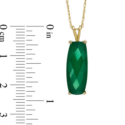 Elongated Cushion-Cut Green Chalcedony Pendant in 10K Yellow Gold