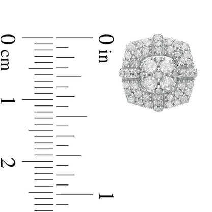 1 CT. T.W. Composite Diamond Cushion Frame Stud Earrings in 10K White Gold