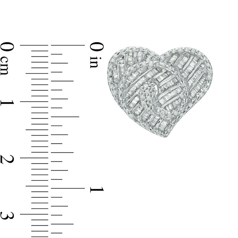 1.75 CT. T.W. Diamond Heart Swirl Stud Earrings in 10K White Gold