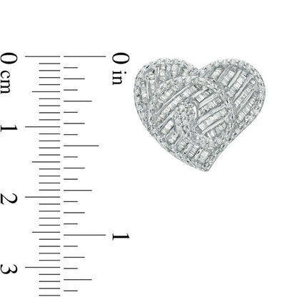 1.75 CT. T.W. Diamond Heart Swirl Stud Earrings in 10K White Gold