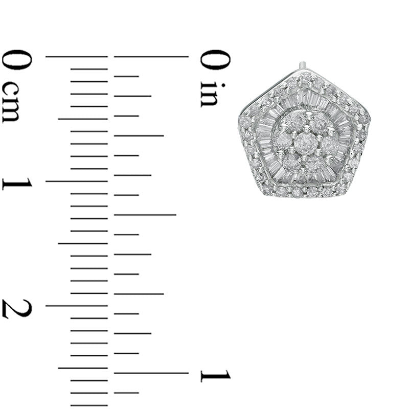 1 CT. T.W. Composite Diamond Pentagonal Frame Stud Earrings in 10K White Gold