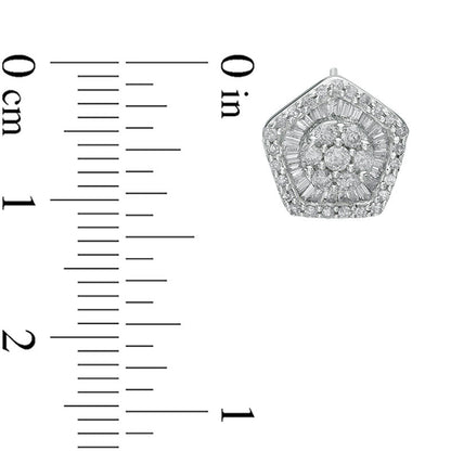 1 CT. T.W. Composite Diamond Pentagonal Frame Stud Earrings in 10K White Gold