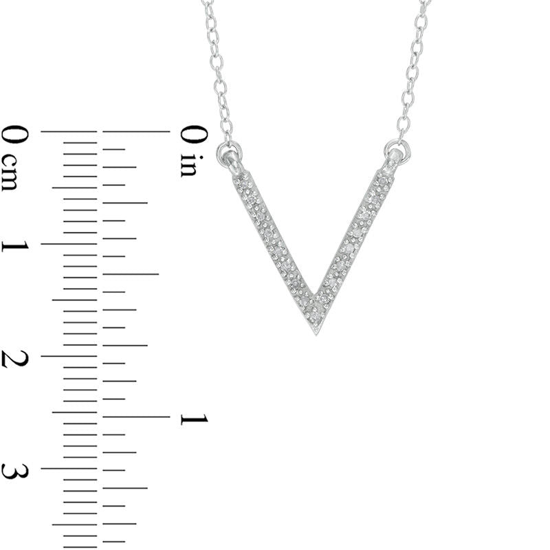 0.1 CT. T.W. Natural Diamond V" Necklace in Sterling Silver"