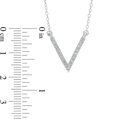0.1 CT. T.W. Natural Diamond V" Necklace in Sterling Silver"