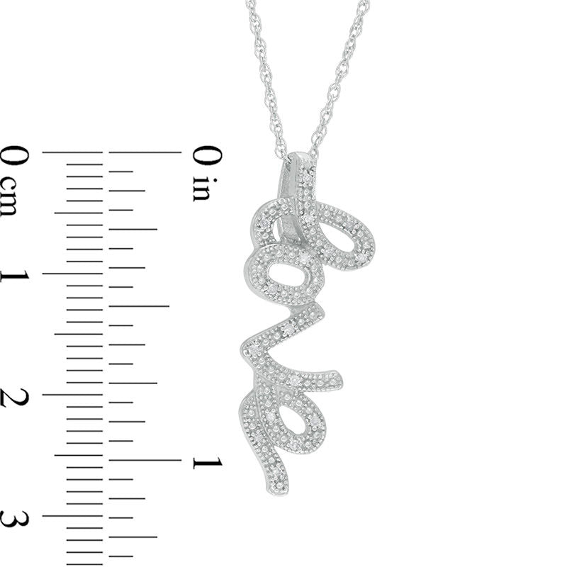 Natural Diamond Accent Cursive love" Pendant in Sterling Silver"