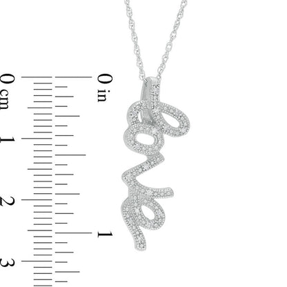 Natural Diamond Accent Cursive love" Pendant in Sterling Silver"