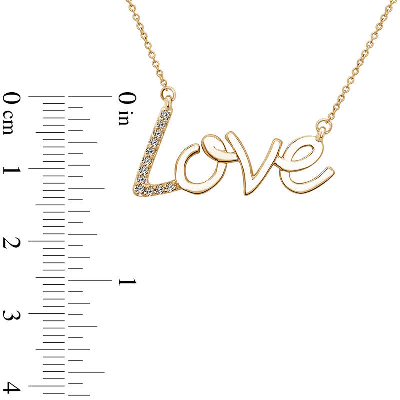 0.13 CT. T.W. Natural Diamond Love" Necklace in 14K Gold"