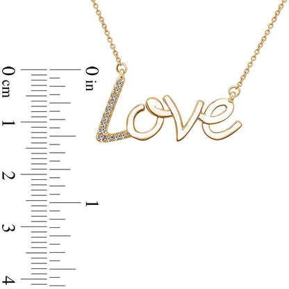 0.13 CT. T.W. Natural Diamond Love" Necklace in 14K Gold"
