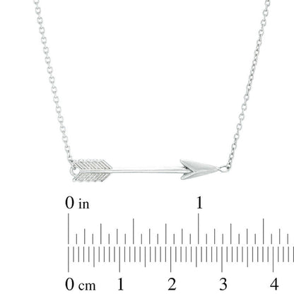Sideways Arrow Necklace in 14K White Gold
