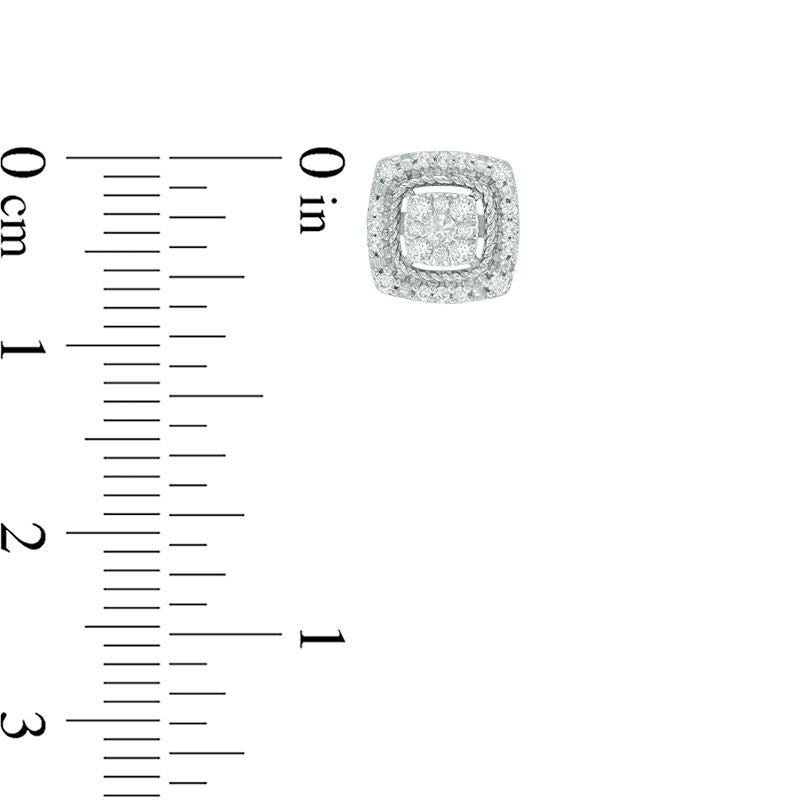 0.25 CT. T.W. Composite Diamond Cushion Frame Stud Earrings in 10K White Gold