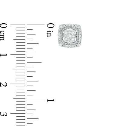 0.25 CT. T.W. Composite Diamond Cushion Frame Stud Earrings in 10K White Gold