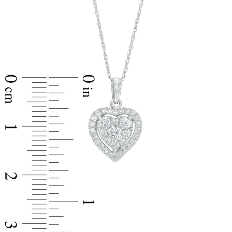 0.5 CT. T.W. Natural Diamond Heart Frame Pendant in 10K White Gold