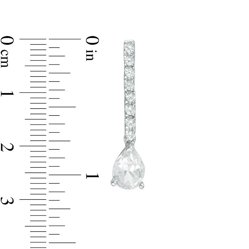 Pear-Shaped Lab-Created White Sapphire Dangle Drop Earrings in 10K White Gold