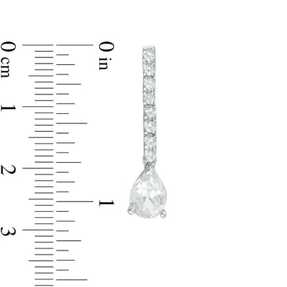 Pear-Shaped Lab-Created White Sapphire Dangle Drop Earrings in 10K White Gold