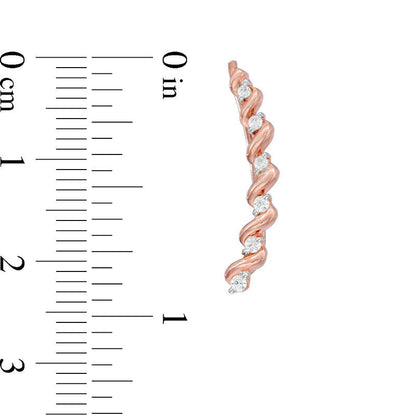 0.1 CT. T.W. Diamond Twist Crawler Earrings in 10K Rose Gold