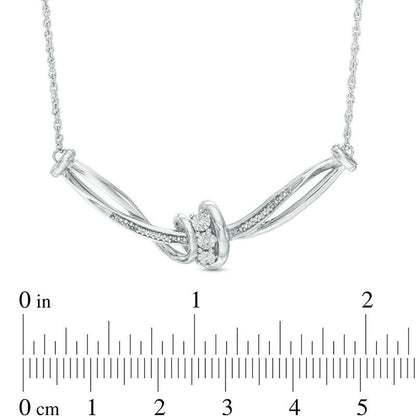Natural Diamond Accent Twist Knot Necklace in Sterling Silver