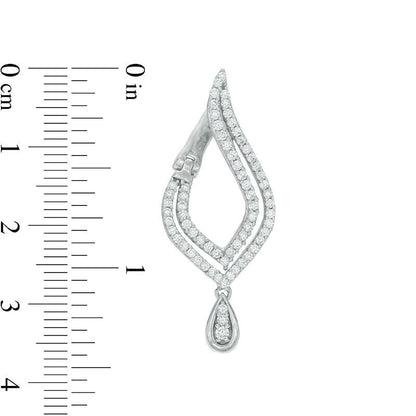 1 CT. T.W. Diamond Flame Drop Earrings in 10K White Gold