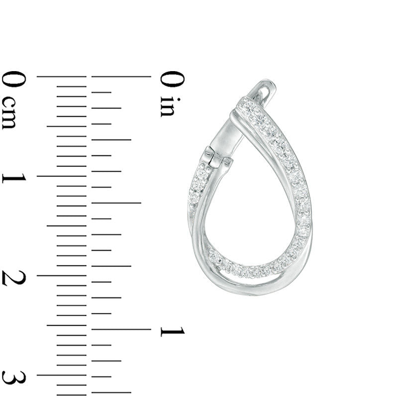 0.5 CT. T.W. Diamond Flat Front Twist Hoop Earrings in 10K White Gold
