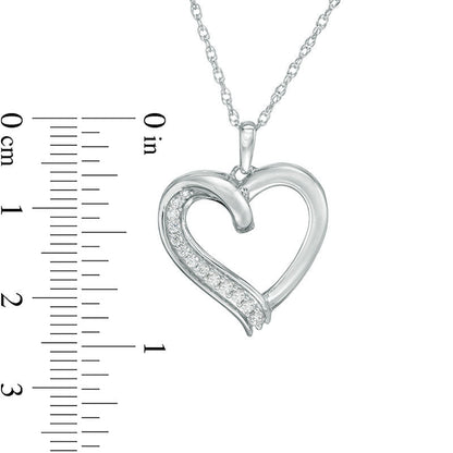 0.13 CT. T.W. Natural Diamond Heart Pendant in Sterling Silver