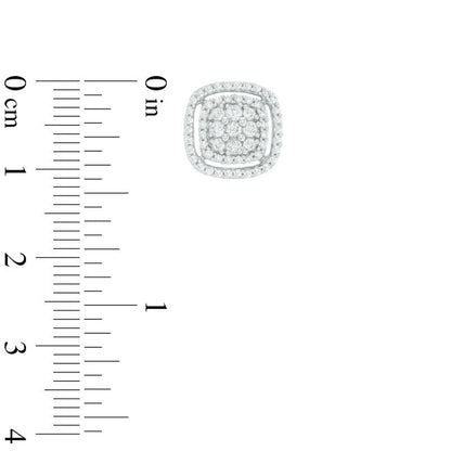 0.75 CT. T.W. Diamond Double Cushion Frame Stud Earrings in 10K White Gold