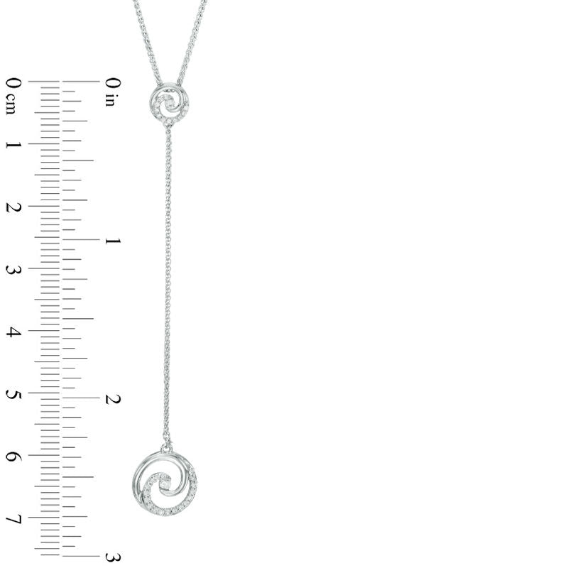 0.17 CT. T.W. Natural Diamond Swirl Y" Necklace in Sterling Silver - 38""