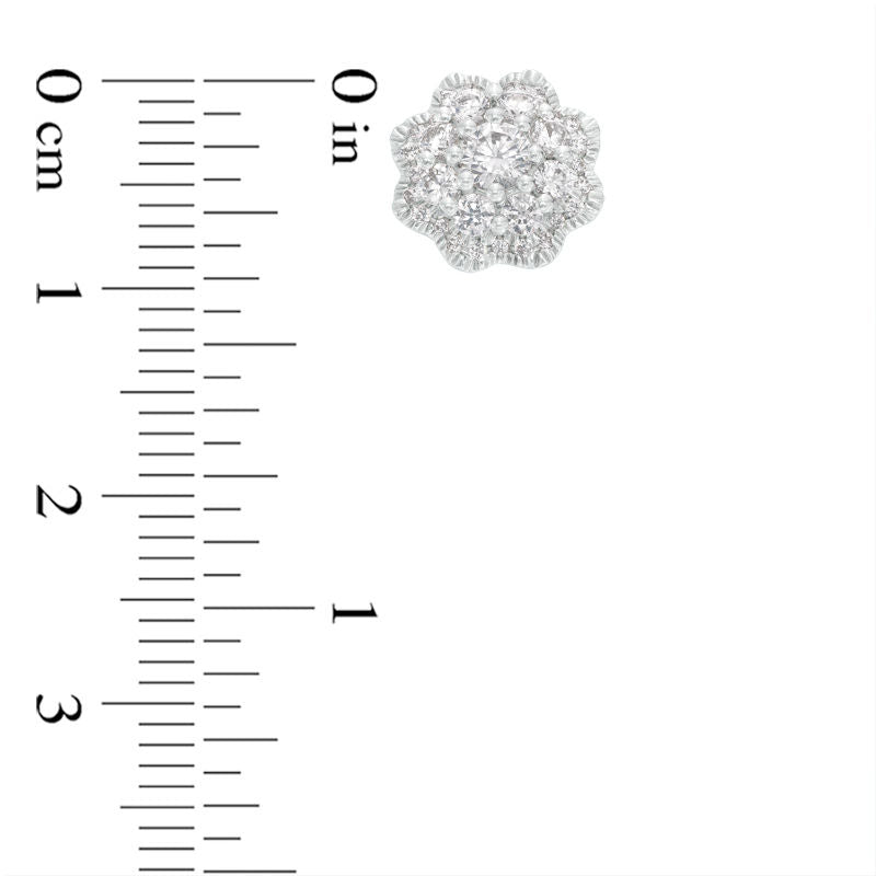 1 CT. T.W. Diamond Flower Frame Stud Earrings in 10K White Gold