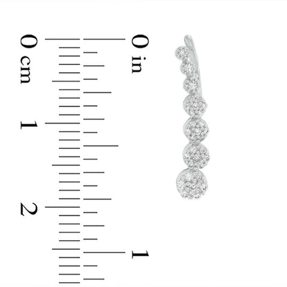 0.25 CT. T.W. Composite Diamond Tapered Circles Crawler Earrings in 10K White Gold