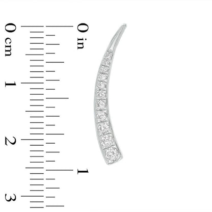 0.5 CT. T.W. Diamond Tapered Curve Crawler Earrings in 10K White Gold