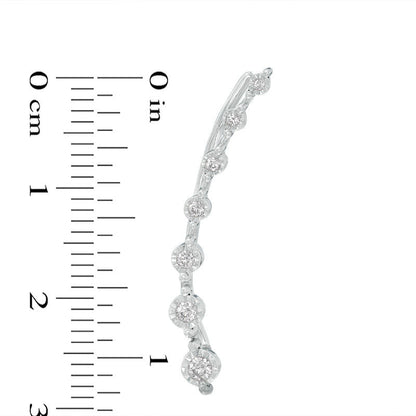 0.25 CT. T.W. Diamond Station Crawler Earrings in 10K White Gold