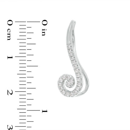 0.25 CT. T.W. Diamond Scroll Crawler Earrings in 10K White Gold