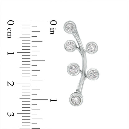 1 CT. T.W. Diamond Bezel-Set Branch Crawler Earrings in 10K White Gold