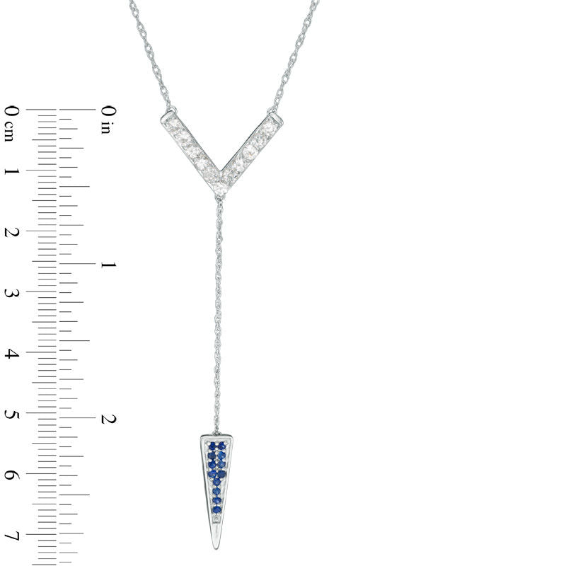 Lab-Created Blue and White Sapphire Y" Necklace in Sterling Silver - 20.75""