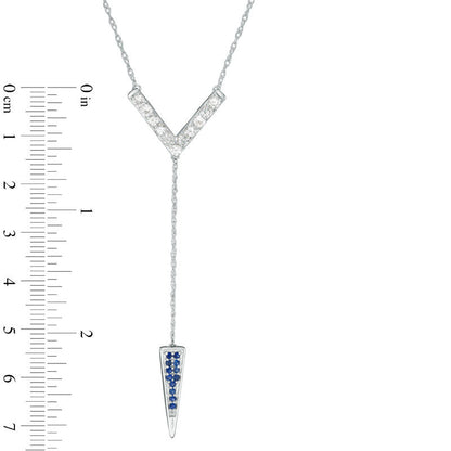 Lab-Created Blue and White Sapphire Y" Necklace in Sterling Silver - 20.75""