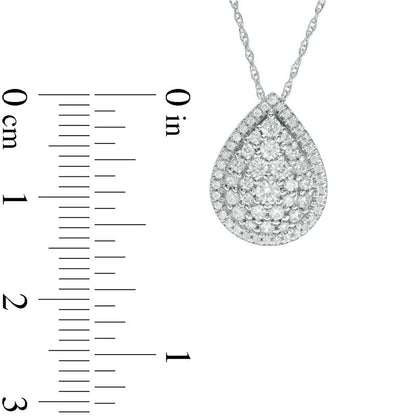 0.5 CT. T.W. Natural Diamond Pear-Shaped Frame Pendant in 10K White Gold