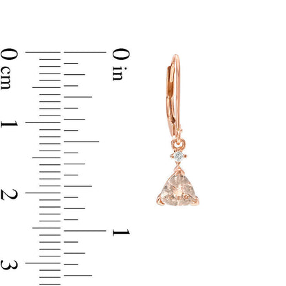 6.0mm Trillion-Cut Morganite and Diamond Accent Drop Earrings in 10K Rose Gold